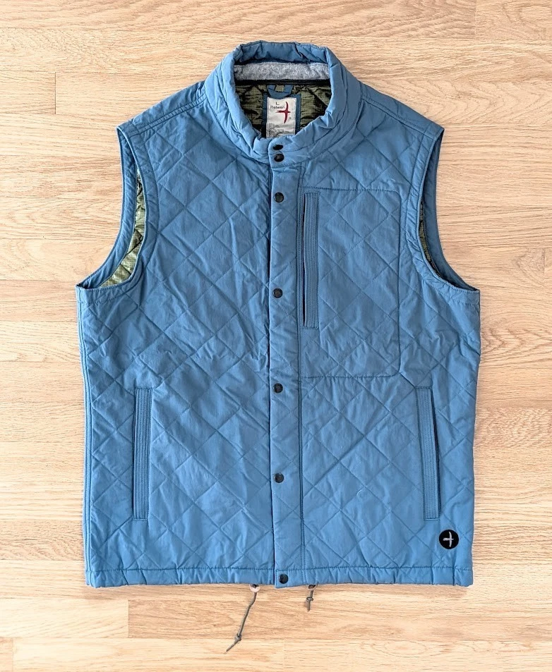 Relwen Quilted Tanker Vest Large Bright Cadet Blue Huckberry Insulated Zip Snap - Image 3 of 4