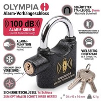 Olympia VorhäNgeschloss Mit Alarm Und Integriertem ErschüTterungssensor 100Db