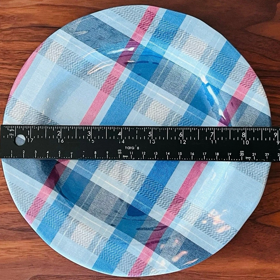 Juego de 4 platos de ensalada a cuadros de melamina TAG 9 pulgadas G11660 Foto 4 de 4