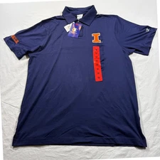 Champion Illinois Fighting Illini Navy Blue "I" Logo Polo Shirt Men's Medium