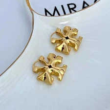 New! Tory Gold Oversized Hidden Hinge Earrings with Jewelry Pouch Size:2.5cm