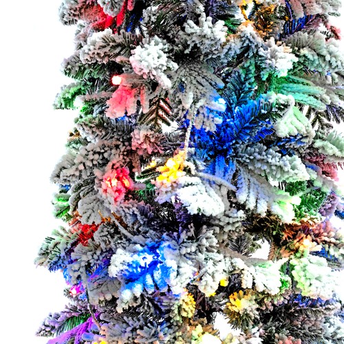5-set Artificial Christmas Tree W/ Snow Flocking Xmas Holiday Decoration Tree - Picture 7 of 14