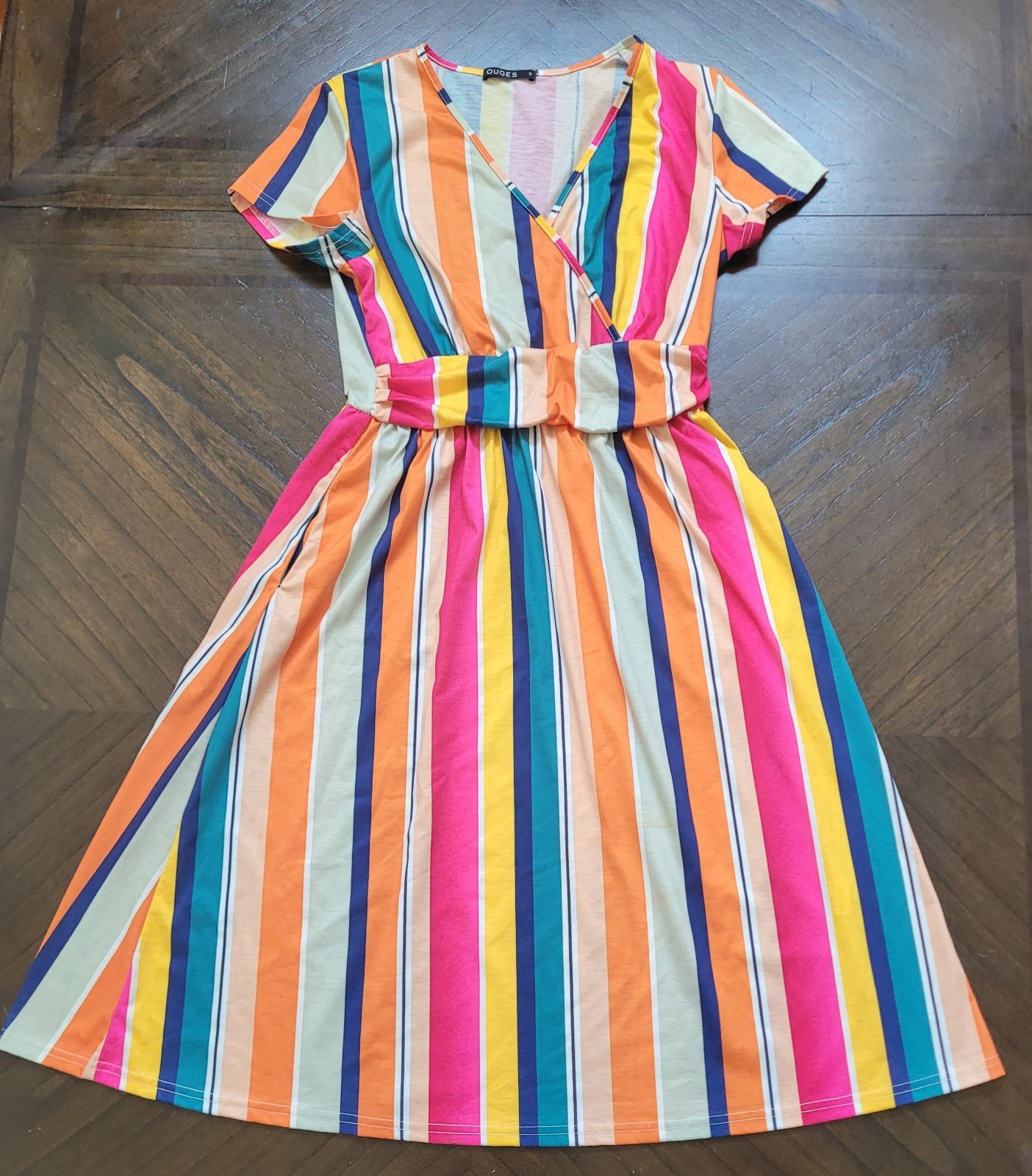 Ouges Womens Bright Striped Dress Size Small - image 1