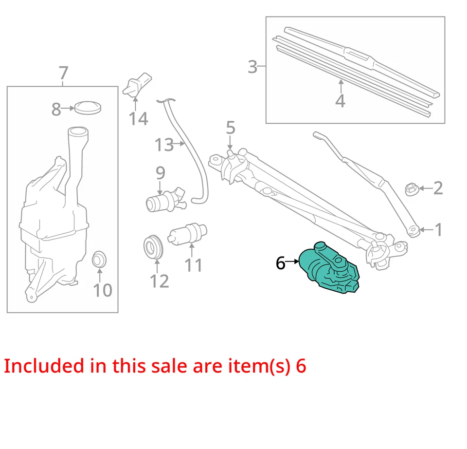 2015 Toyota Avalon Front Windshield Wiper Motor OEM 100K Miles - LKQ371265349 - Image 4 of 4