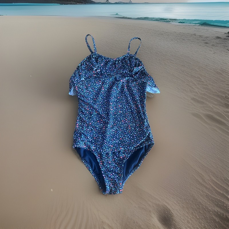 GAP Girls Swimsuit Navy With Multicolor Stars Ruffle Size-Large
