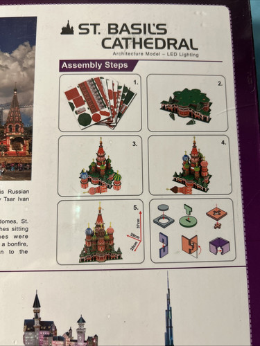 CubicFun LED 3-D Model St. Basil's Cathedral 224 Pieces- Brand New - Picture 3 of 9