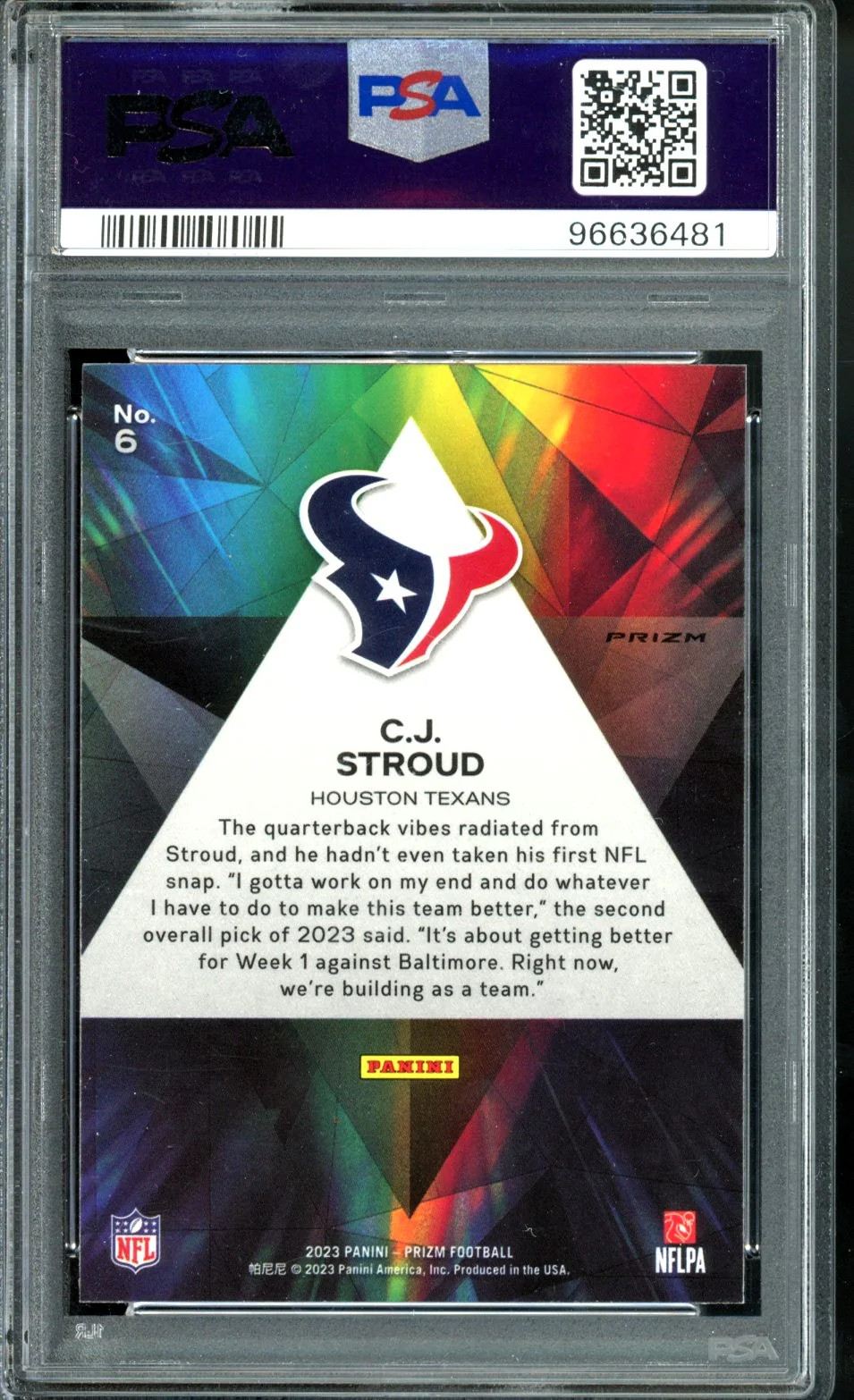 2023 PRIZM CJ STROUD PRIZMATIC GREEN WAVE PSA 10 view 2