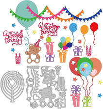 19Pcs Balloons Metal Die Cuts Happy Birthday Cutting Die for Card Making Balloon