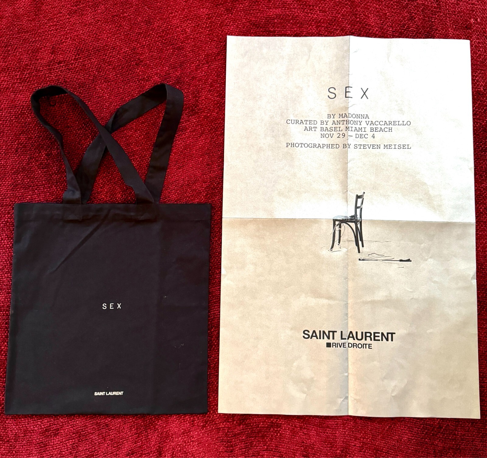 MADONNA 2022 SEX BOOK ART BASEL SAINT LAURENT GALLERY PROMO TOTE BAG & POSTER LP
