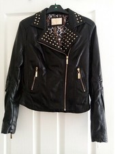 Bnwot Quiz/ Debenhams/ Hof/ New Look Studded Faux Leather Jacket (l) 10 12 14