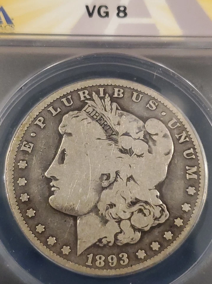 1893-O Morgan Silver Dollar ANACS VG 8 Key Date!  - Image 2 of 3