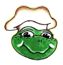 chef bbq frog fabric applique iron on not embroidered 1.5 inch
