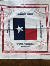 VINTAGE 1986 TEXAS FLAG SESQUICENTENNIAL BANDANA Handkerchief Scarf 21x22 Inch