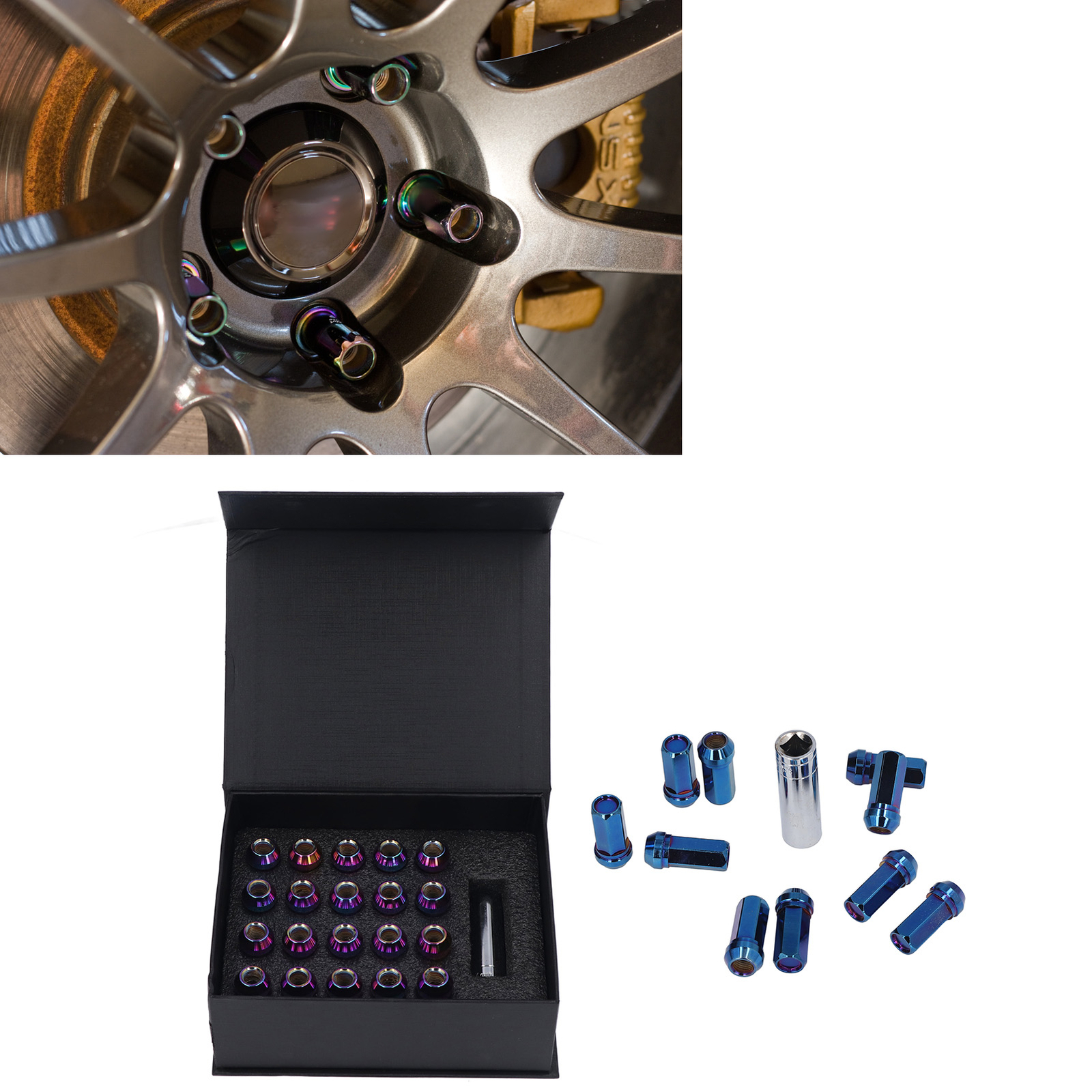 (Burnt Blue)Universal Lug Nuts 48mm Length 35CrMo Alloy Steel Wheel