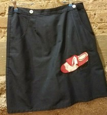 Vintage Bunny Osbrink Navy Ladies Large Skort Pockets Shoe Laces Applique Flawed
