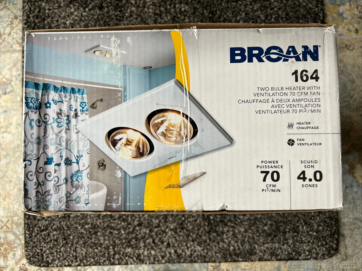 Broan NuTone 164 Two Bulb Heater Ventilation Fan 70 CFM 4. Sones Heat Fan  Combo 705020227207 | eBay