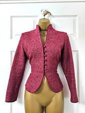 Vintage Berkertex Womens Jacket Size 10 Red Light Tweed Woven Equestrian Jacket