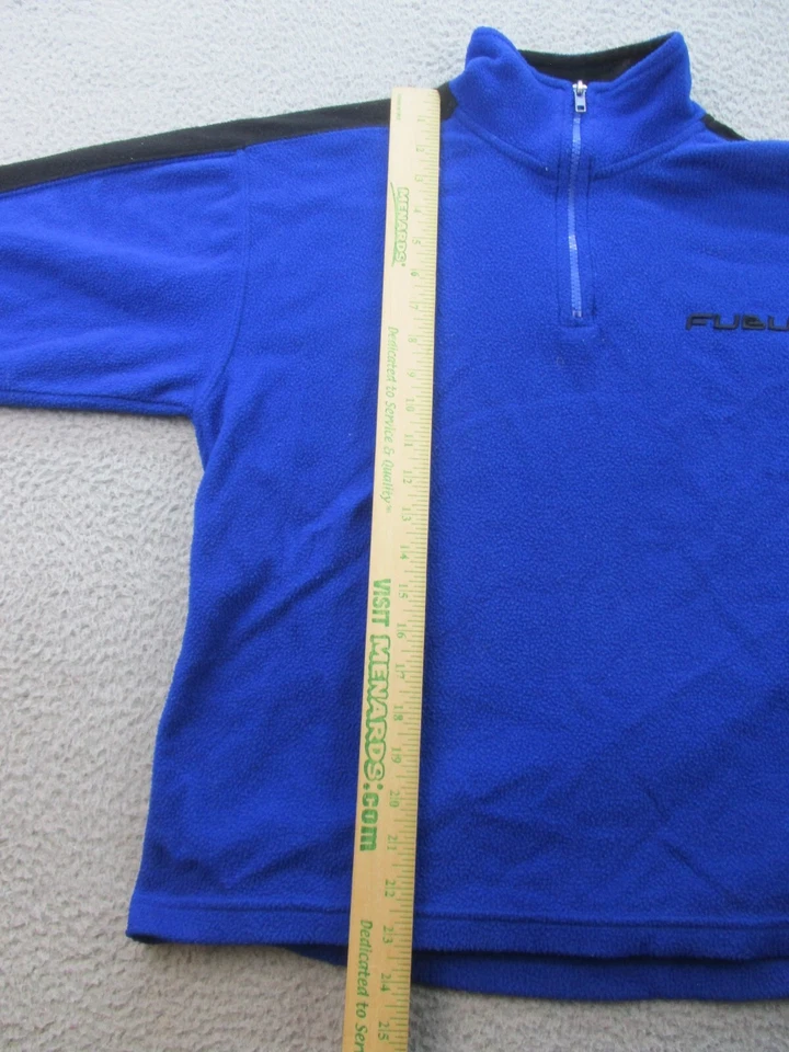 Moletom FUBU masculino médio 12/14 azul preto 1/4 zíper bordado logotipo soletrado - Imagem 4 de 4