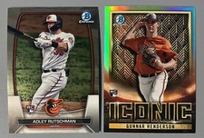 2- 2023 Bowman Chrome: Adley Rutschman Rookie, Gunnar Henderson Iconic Insert RC