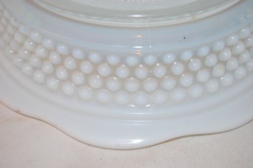 Rara grande ciotola centrotavola console vintage Hobnail opalescente 9 3/4" - Foto 3 di 4