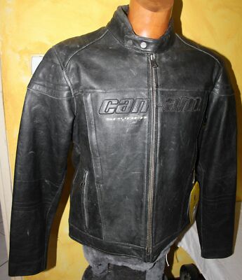 CAN AM - Lederjacke in alter Optik schwarz HERREN - Größe L