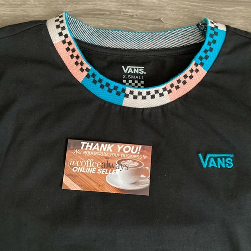 Vans Tri Check Long Sleeve Bodysuit Black Blue Cotton Size XS Women's NWT - Picture 3 of 8