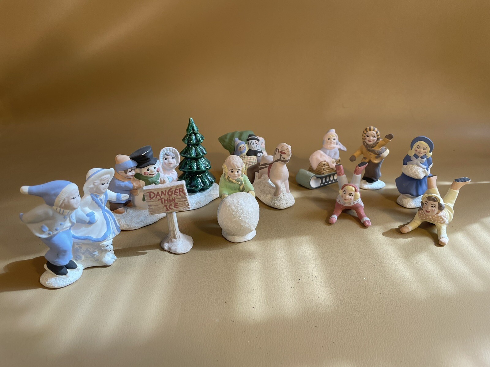 Vintage Lot Of 10 Small Ceramic Christmas Winter Figurines Statues eBay