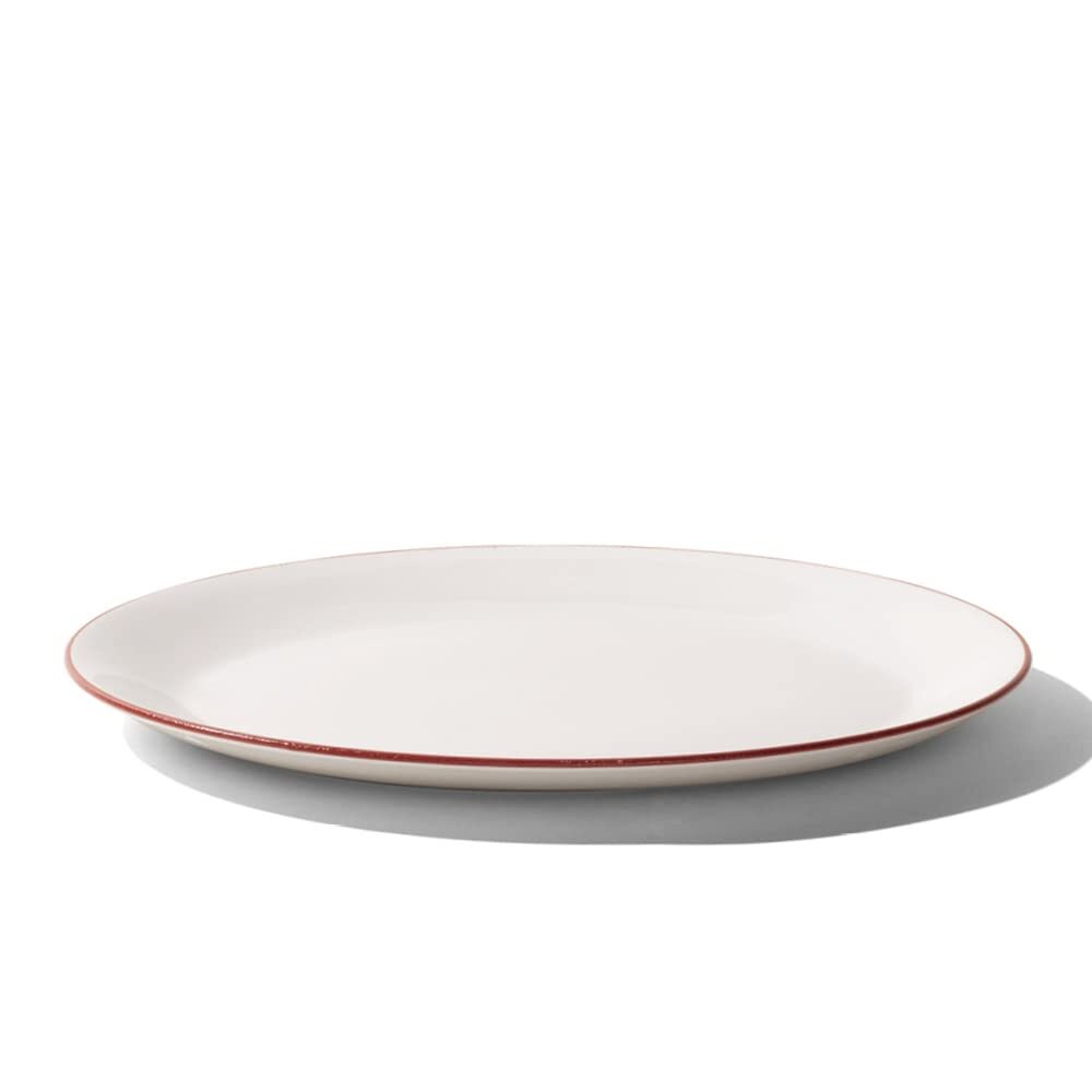 Made In Cookware - Serving Platter - White With Red Rim - Porcelain - Crafted...
