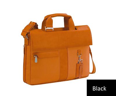 Piquadro Icon Black Expandable briefcase w/ two handles