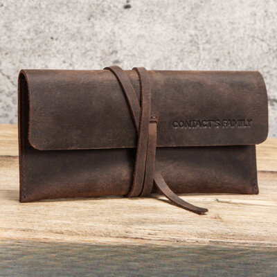 Vintage Leather Watercolor Pencil Case Bag Cord Binding Large Capacity Organizer