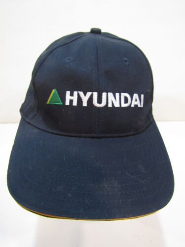 Hyundai w green pryamid - Solid Back - Strap Back Hat in Blue w White Letters