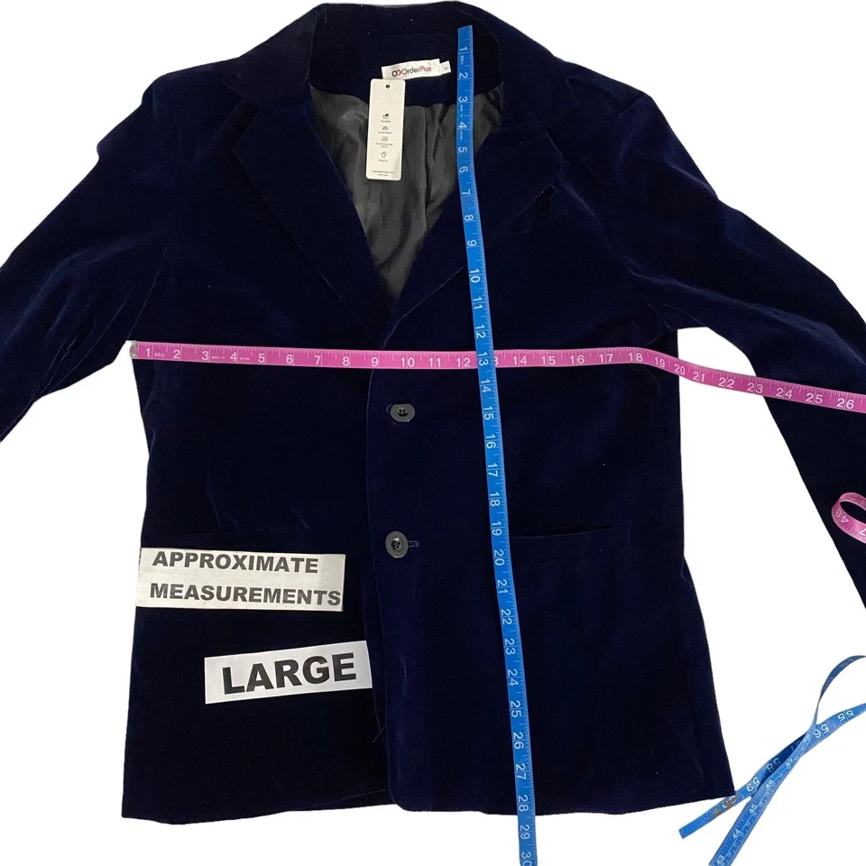 Grace Elements 裙子女式大号蓝色天鹅绒西装外套工作办公室 Corpcore — 第 3/4 张图片