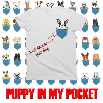 Damen WELPE TASCHE T-Shirt Hund Geschenk Rasse auswählen - Herren Damen Unisex Passform Geschenk