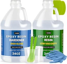 68oz Crystal Clear Resin Kit,Bubble Free & Not Yellowing Epoxy Resin for Coat...