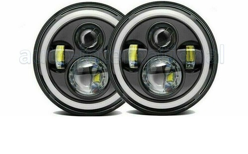 2 PC 7" LED HEADLIGHT ASSY FOR SUZUKI SAMURAI,ROYAL ENFIELD,MAHINDRA THAR