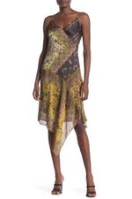 Bailey 44 Eleanora Paisley Blocked Print Scarf Hem Midi Slip Dress Size Medium
