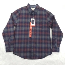 NEW Weatherproof Vintage Shirt Mens Medium Red Gray Plaid Long Sleeve Button-Up
