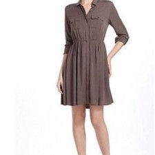 Anthro Maeve Dakota Brown Long Sleeve Shirt Dress Size Medium
