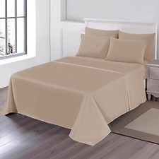 Image of Luxury 100% Egyptian Cotton Flat Sheet Bed Sheets 400TC Single Double King Size