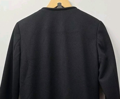 H&M Textured Waffle Longline Pockets Lightweight Open Coat Size 8 10 Black - Picture 11 of 15