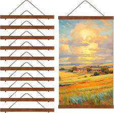 Magnetic Poster Hanger Frame 10 Pack 16" Light Pine Wood with Rope Black 