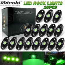 16Pcs Green LED Rock Light Pods Underbody Glow Lamp Offroad SUV Pickup Truck UTV
