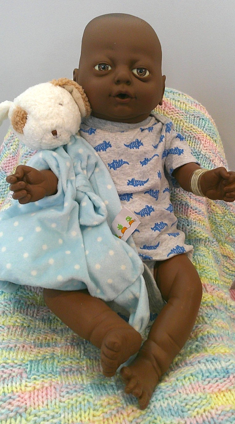 Vintage African American Anatomically Correct Baby Boy Doll 