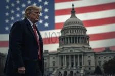 Donald  Trump American Flag AI Generated Photo MAGA President, USA 8X10 Print