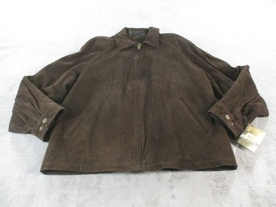 Leather Jacket Weather Report Mens XXL Brown Leather Full Zip Weatherproof NWT