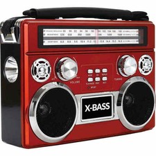 SuperSonic SC1097BTRED Portable AM/FM/SW Radio - Red