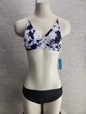Nwt Cupshe Womens Two Piece Swimsuit Medium -White W/Tie Dye Top  Black