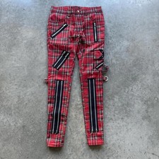 Tripp NYC Red Plaid Cargo Pants With Zippers And Grommets