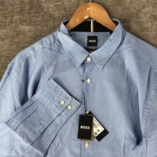 Hugo Boss Mens Geometric Long Sleeve Button Shirt Performance XL Regular Fit NEW