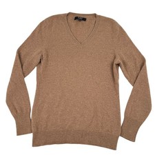 Alex Marie 100 Cashmere V Neck Sweater Heathered Tan Cozy Large